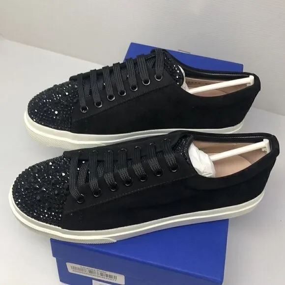 STUART WEITZMAN BLACK SUEDE JASPER TENNIS SHOES NEW IN BOX + DUST BAG SZ 6.5 - Picture 2 of 6